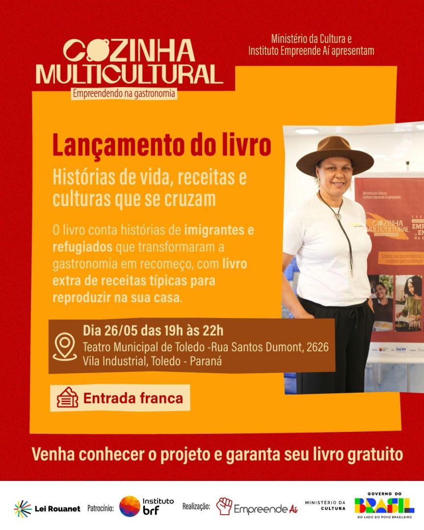 Livro “Cozinha Multicultural” será lançado nesta terça-feira (26) em Toledo