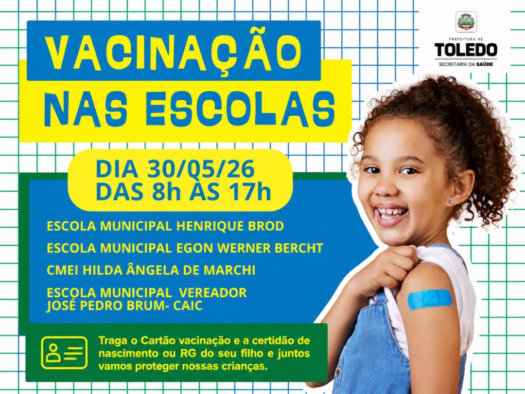 Toledo promove campanha de vacinação em escolas neste sábado (30)