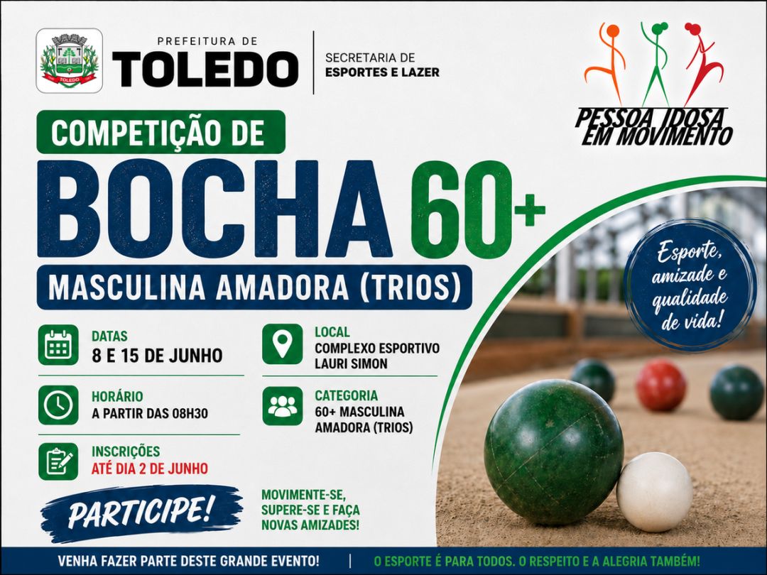 Competição Masculina Amadora de Bocha 60+ recebe nova programação