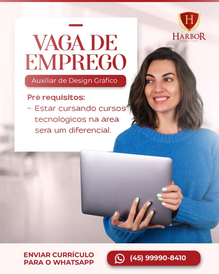 Escola Harbor contrata Auxiliar de Designer Gráfico em Toledo