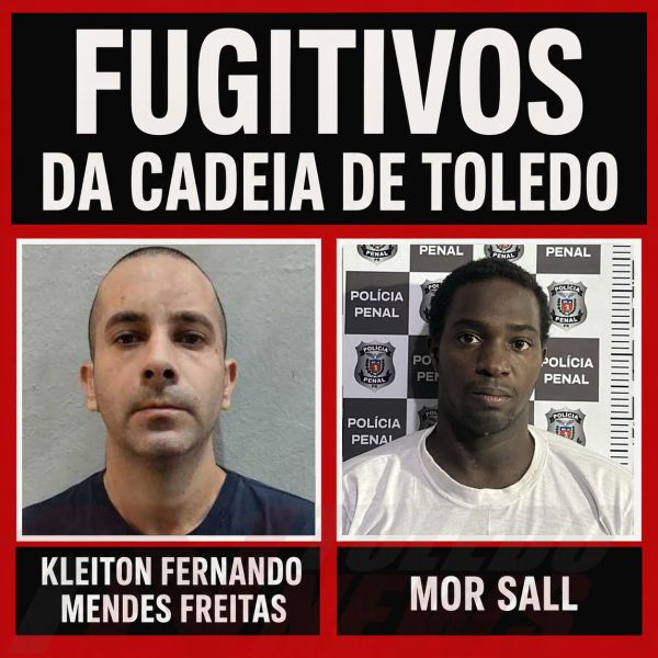 DEPPEN divulga novas fotos dos dois detentos que seguem foragidos da Cadeia Pública de Toledo
