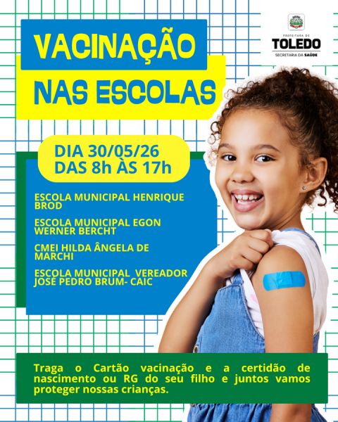 Vacinação nas Escolas chega em quatro instituições de ensino de Toledo