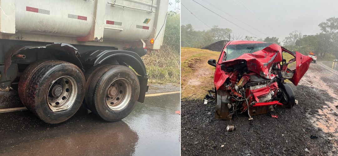 Mulher morre após colidir violentamente contra rodado de caminhão na BR-369, no norte do Paraná