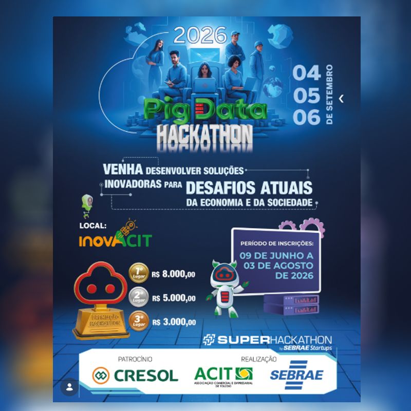 Toledo recebe etapa local do Pig Data Hackathon em setembro com R$ 16 mil em prêmios