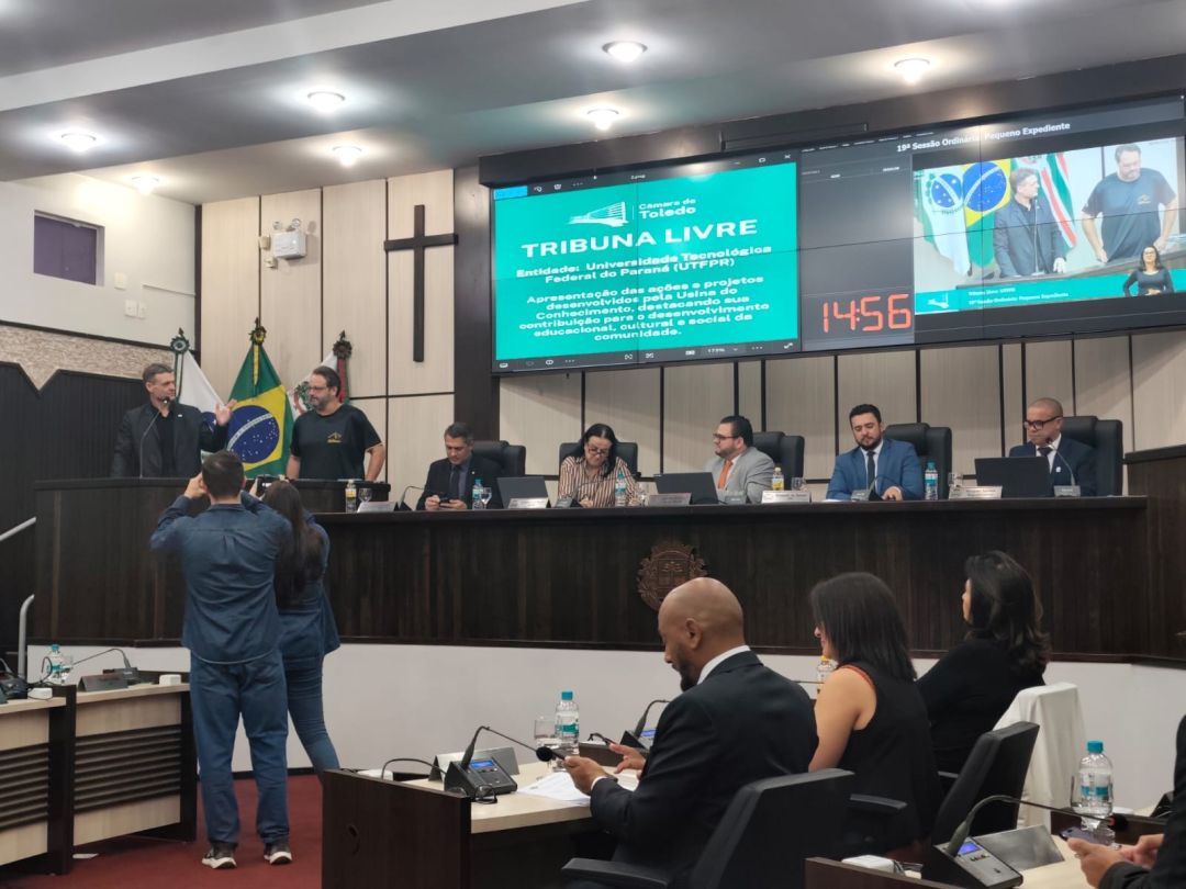 UTFPR Toledo apresenta ações institucionais e impactos da Usina do Conhecimento na Câmara de Vereadores