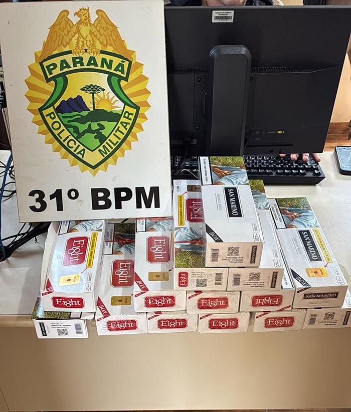 Operação policial apreende cigarros contrabandeados e cumpre mandado de prisão em Terra Roxa