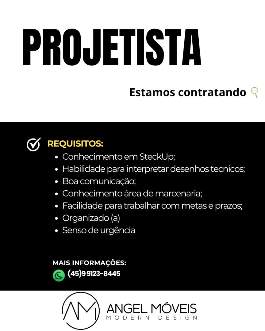 Angel Móveis contrata Projetista em Toledo
