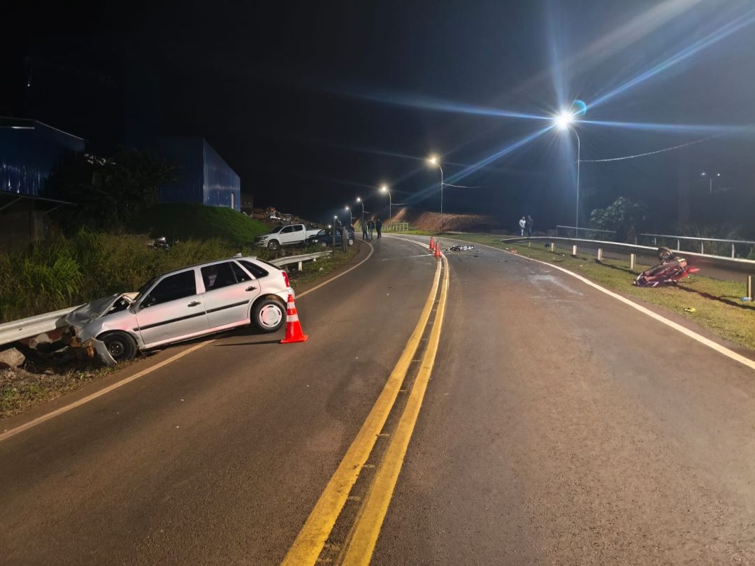 Motociclista morre após batida frontal com carro na PR-471 em Três Barras do Paraná