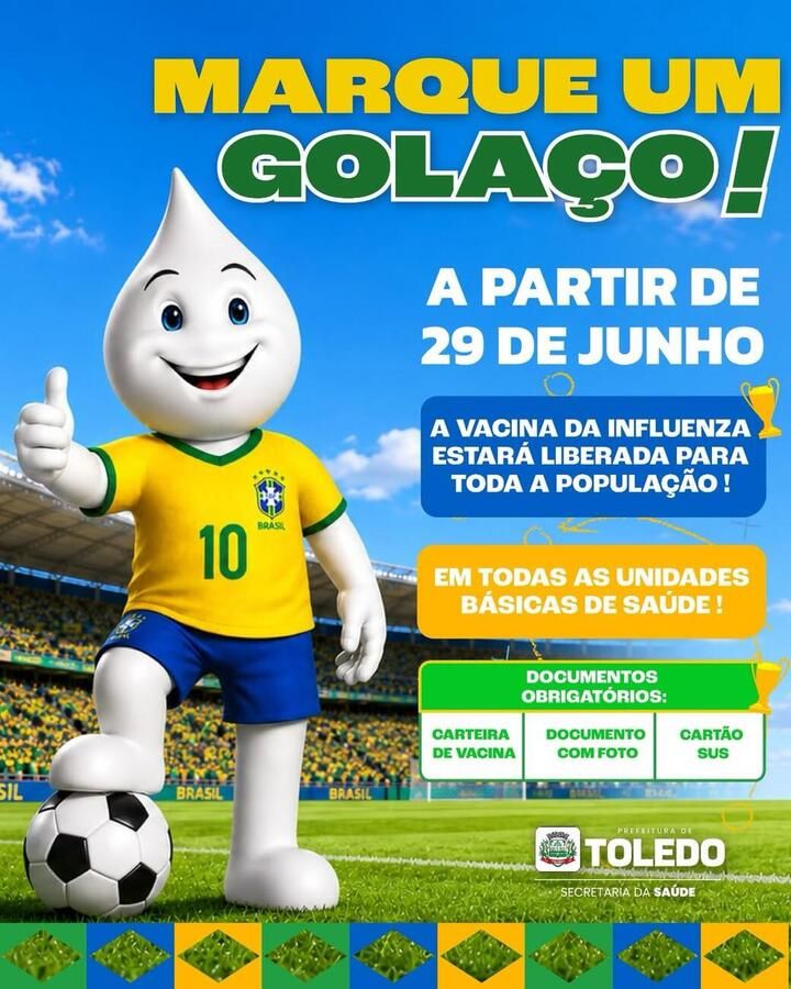 Vacina contra a gripe será liberada para toda a população de Toledo a partir de segunda-feira (29)