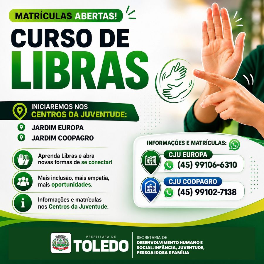 Centros da Juventude oferecem curso de Libras gratuito
