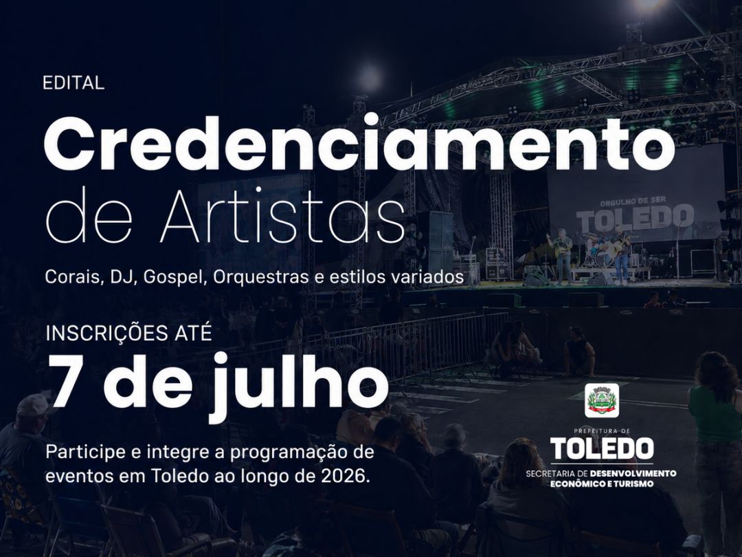 Artistas musicais podem se credenciar para eventos da Prefeitura de Toledo