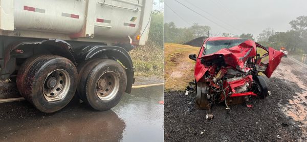 Mulher morre após colidir violentamente contra rodado de caminhão na BR-369, no norte do Paraná