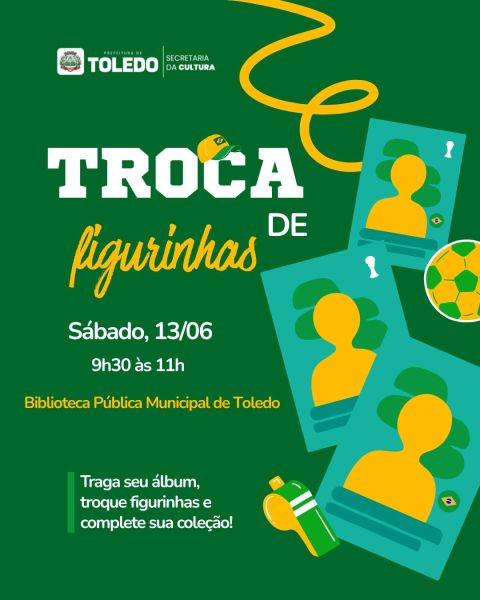Biblioteca Pública de Toledo promove Troca de Figurinhas da Copa 2026 neste sábado