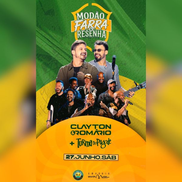 Clayton & Romário e Turma do Pagode se apresentam no Pier Santa Maria no próximo sábado (27); garanta o seu ingresso aqui