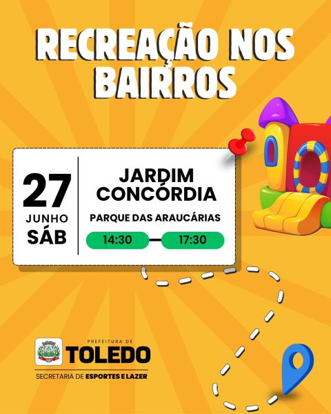 RecreAção nos Bairros leva tarde de lazer gratuito ao Jardim Concórdia neste sábado