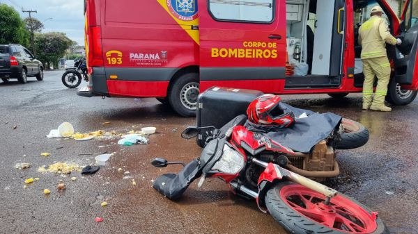 Motociclista fica gravemente ferido após colisão com caminhonete em Cascavel