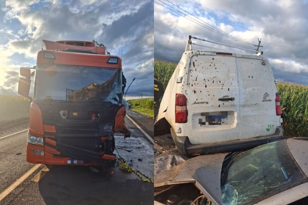 Motorista de furgão morre após bater de frente com caminhão no Paraná