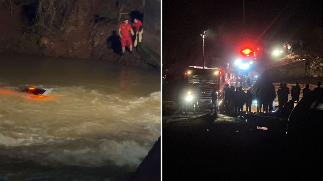 Carro de família cai de ponte e criança de 04 anos desaparece em rio no Paraná