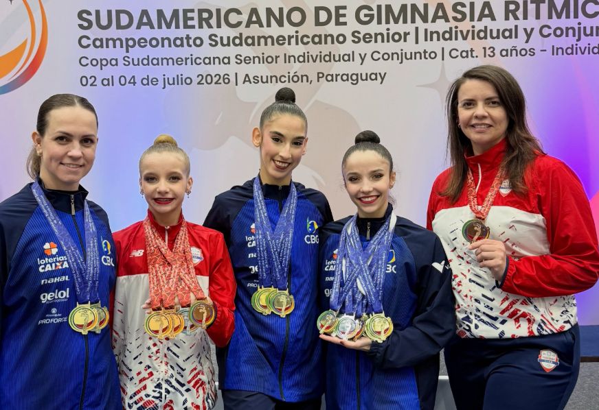 Atletas da Agito sobem ao pódio no Sul-Americano de Ginástica Rítmica no Paraguai