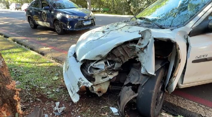 Motorista sofre mal súbito e bate carro contra árvore em Cascavel