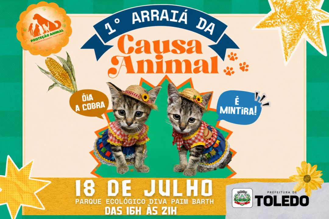 Primeiro Arraiá da Causa Animal ocorre neste sábado (18) no Lago Municipal de Toledo
