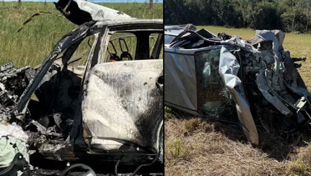 Colisão frontal na BR-277 deixa um morto, oito feridos e carro elétrico incendiado no Paraná