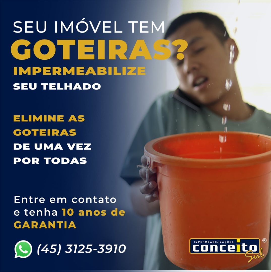 Goteiras no imóvel? Conceito Sul de Toledo oferece solução definitiva com garantia de 10 anos