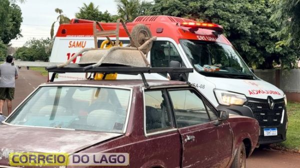 Colisão entre moto e carro deixa mulher ferida em Santa Helena
