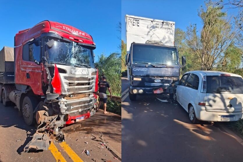 Engavetamento termina com colisão frontal na PR-182 em Francisco Alves