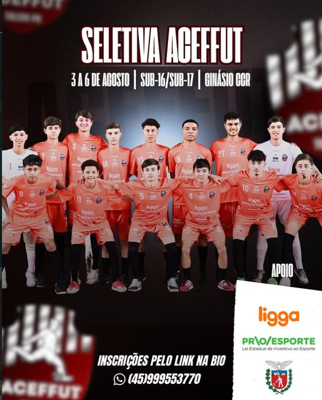 ACEFFUT abre inscrições para seletiva e busca atletas para integrar equipes Sub-16 e Sub-17