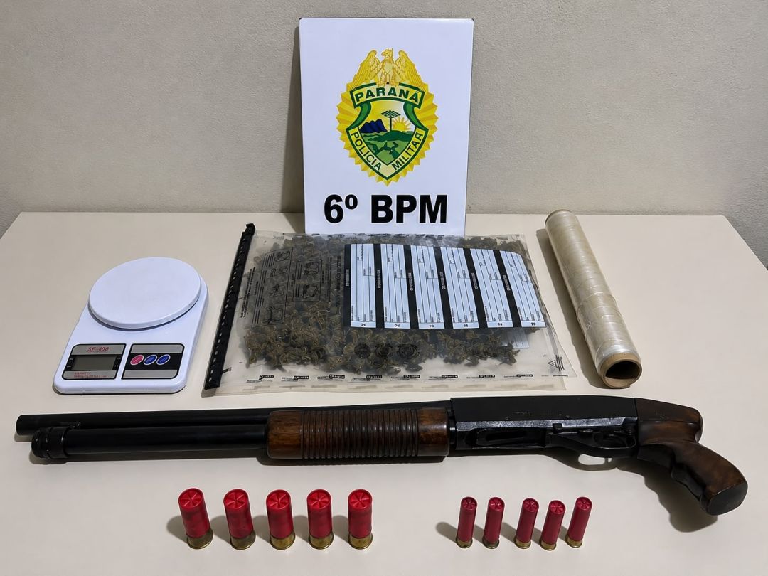 PM prende mulher com espingarda, munições e drogas em Terra Roxa