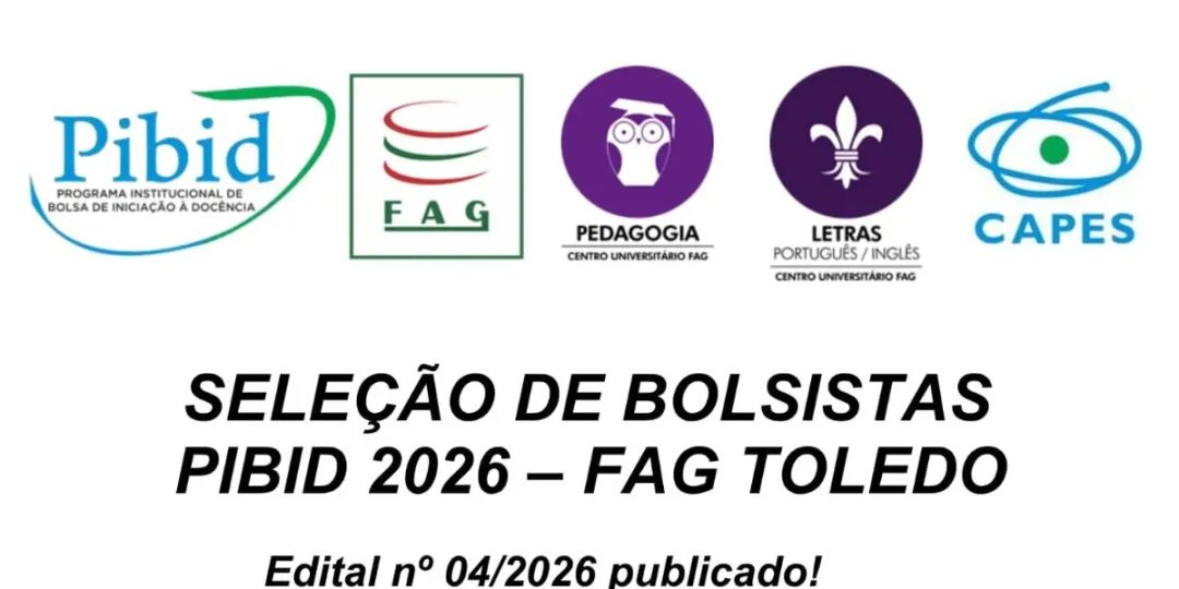 FAG Toledo abre edital de seleção para duas bolsas do PIBID destinadas a Letras e Pedagogia