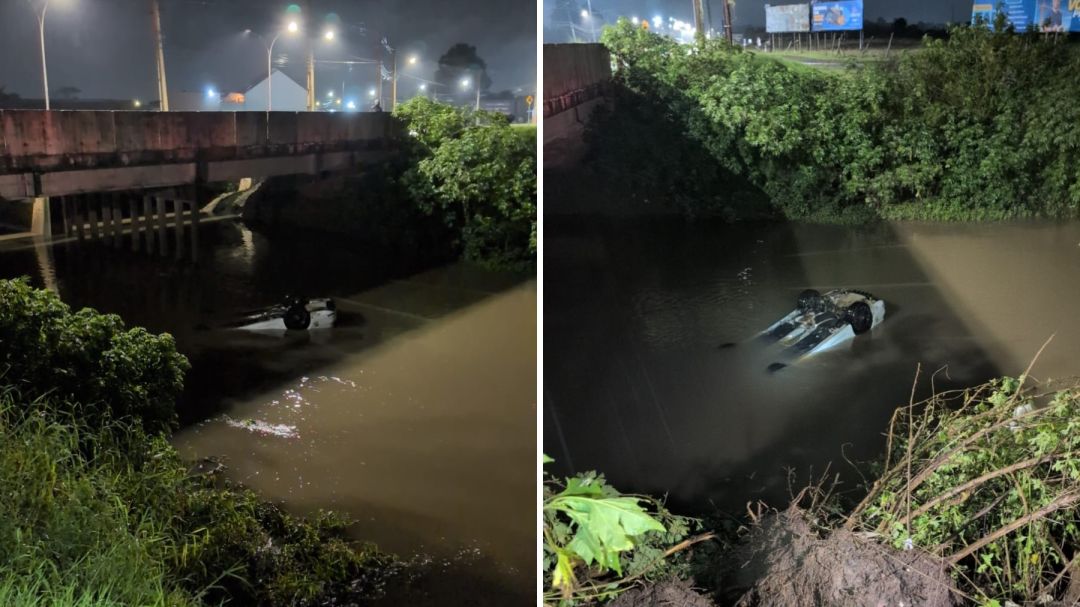 Mulher desaparece após carro cair em rio no PR; homem foi encontrado morto