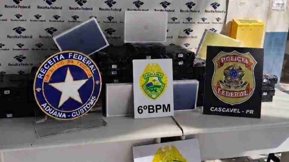 Helicóptero auxilia operação que apreende 60 eletrônicos na BR-467, em Cascavel